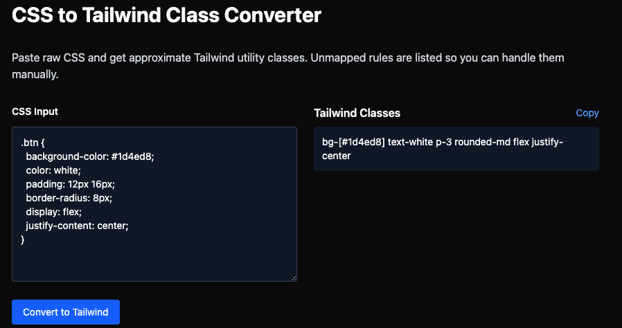 CSS to Tailwind Converter